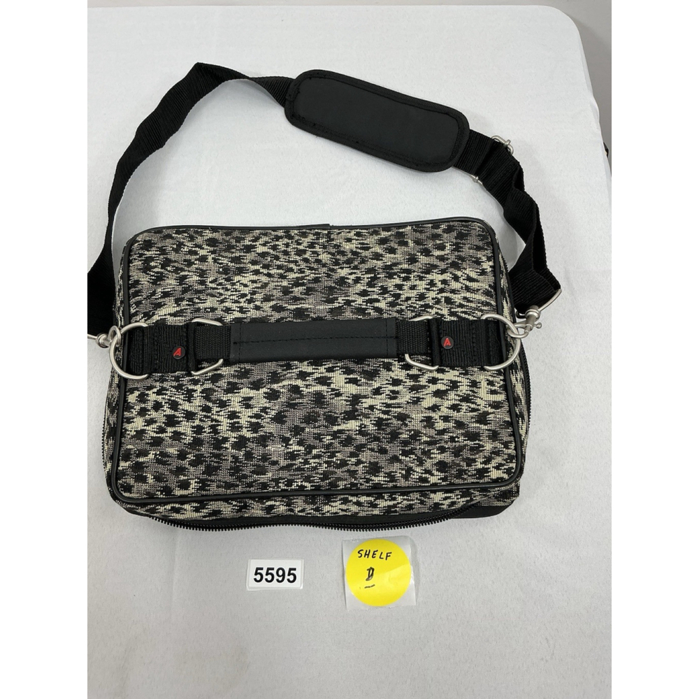 Athalon Travel Cosmetic Bag Black White Animal Print 7x8.5x13 NWOT